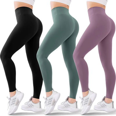 Flattering, cozy, and chic high-waisted athletic leggings 3-Pack for women - Perfect for running, yoga, and workouts - Comfortab - PrimeandBeauty