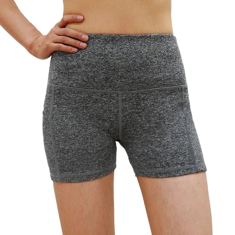 Women Yoga Shorts Stretchy Premium Fabric 2 Pockets Fashionable When Exercising Non See-through High Waist Yoga Shorts - PrimeandBeauty