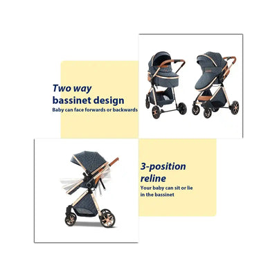 Baby Stroller 3‑in‑1 Travel System Pushchair Lightweight Pram from Birth All‑Terrain Baby Buggy Compact Fold Stroller Summer - PrimeandBeauty