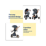 Baby Stroller 3‑in‑1 Travel System Pushchair Lightweight Pram from Birth All‑Terrain Baby Buggy Compact Fold Stroller Summer - PrimeandBeauty