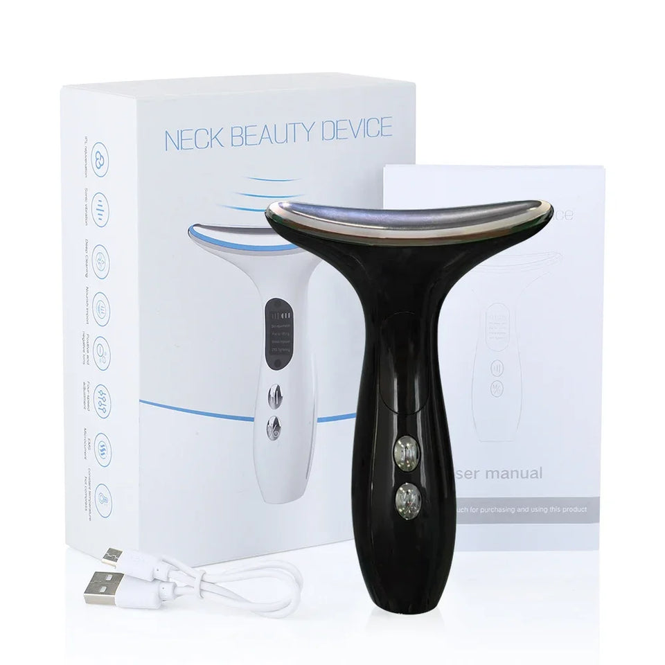 Emeka Neck Beauty Device EMS Microcurrent Chin Facial Lifting LED Firming Rejuvenation Anti Wrinkle Skin Care Face Massager