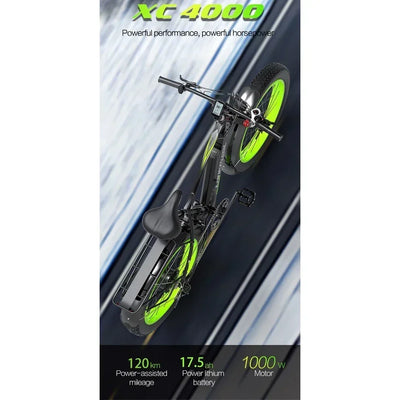 E-bike Vélo électrique à grosse opathie pour adulte, Moteur 1000W, batterie 17,5 AH, 7 vitesses, carton hydraulique, XC4000