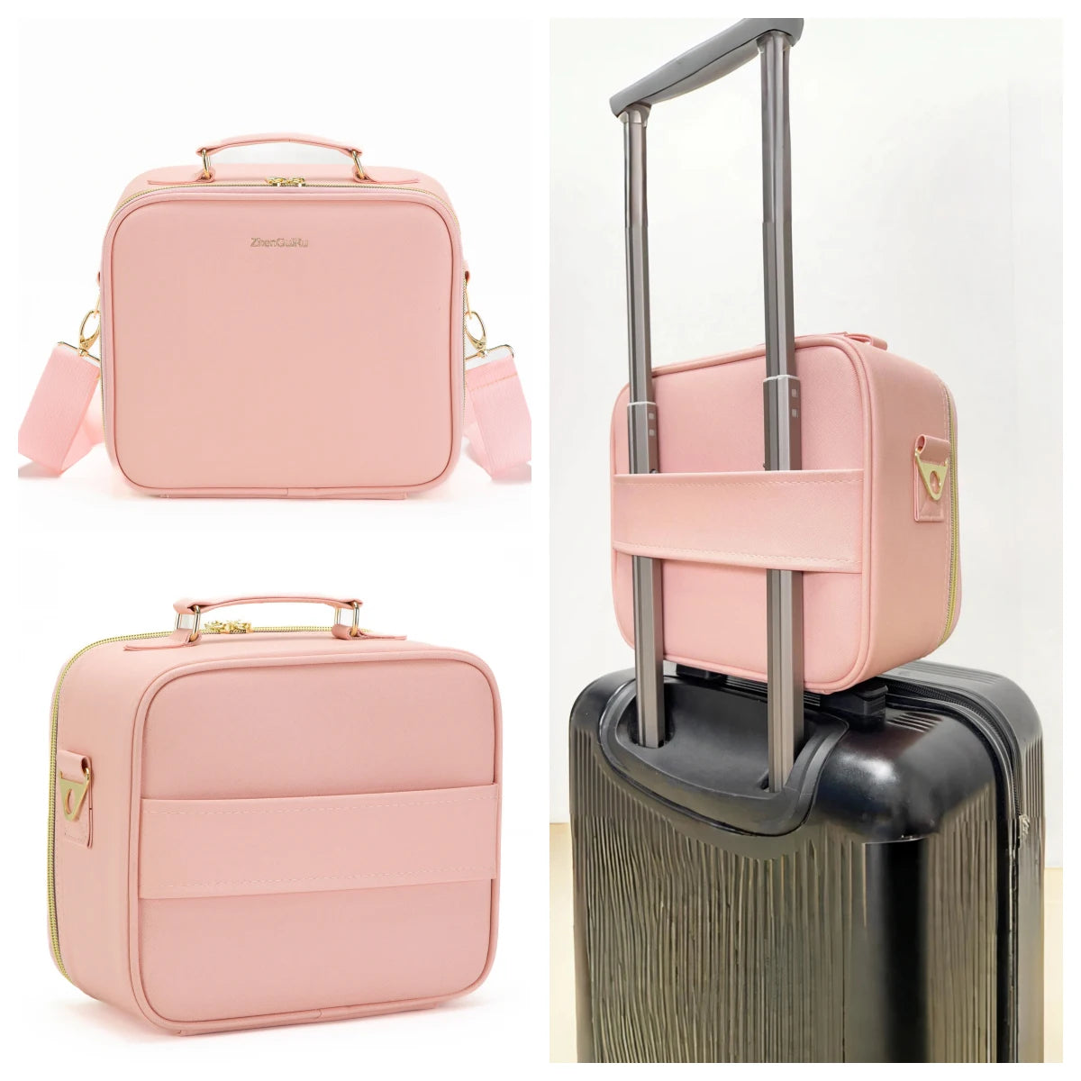 PU Leather Makeup Bag with Mirror 2024 New Leather Multi-Functional Women Cosmetic Case Large Capacity Water-resistant Bag - PrimeandBeauty