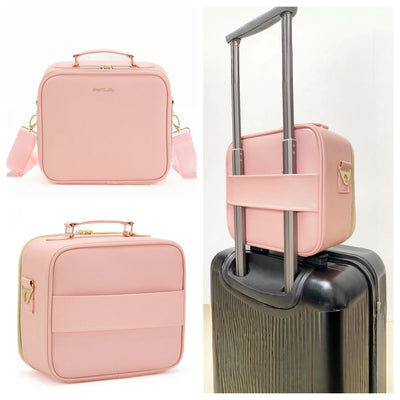 PU Leather Makeup Bag with Mirror 2024 New Leather Multi-Functional Women Cosmetic Case Large Capacity Water-resistant Bag - PrimeandBeauty