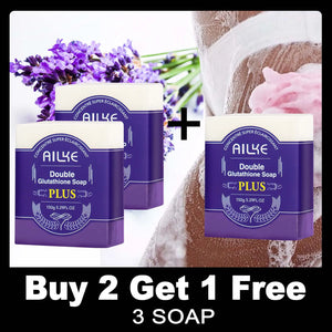 AILKE Double Glutathione PLUS Whitening Soap Bar, Reduce Dark Spots, Deep Clean Skin, Natural Lavender Scented for Face & Body - PrimeandBeauty
