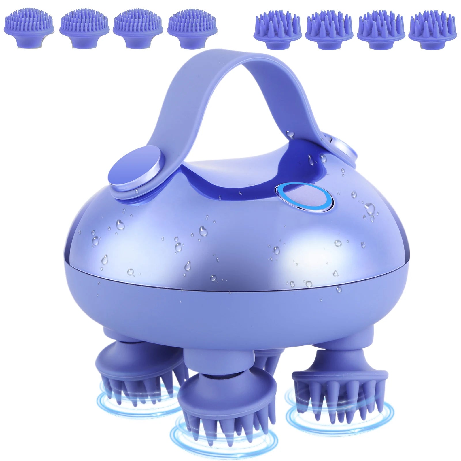 Electric Scalp Massager with 8 Silicone Massage Heads Scalp Kneading Vibrating Device 3 Modes for Hair Growth Stress Relax - PrimeandBeauty