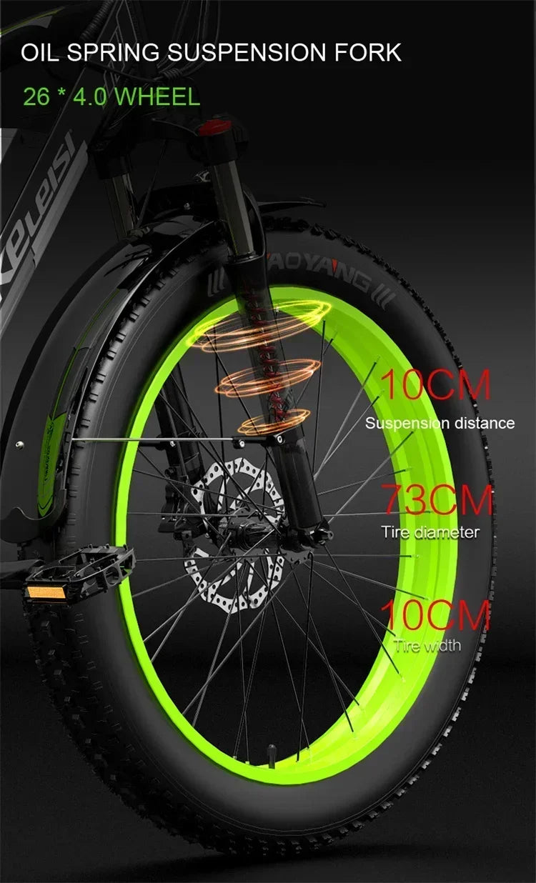 E-bike Vélo électrique à grosse opathie pour adulte, Moteur 1000W, batterie 17,5 AH, 7 vitesses, carton hydraulique, XC4000