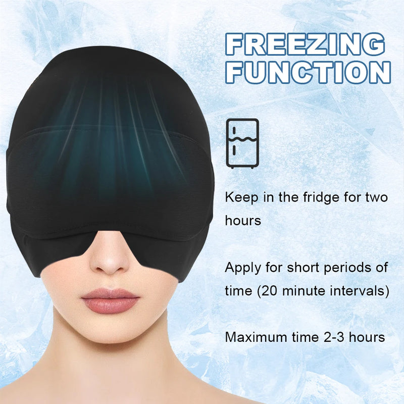 Gel Cold Hot Head Ice Cap Migraine Relief Hat Relief Migraine Ice Head Wrap Full Head Cold Compress Hat Head Heat Treatments Hat - PrimeandBeauty