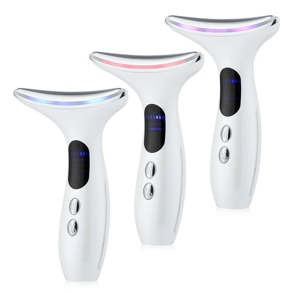 Emeka Neck Beauty Device EMS Microcurrent Chin Facial Lifting LED Firming Rejuvenation Anti Wrinkle Skin Care Face Massager