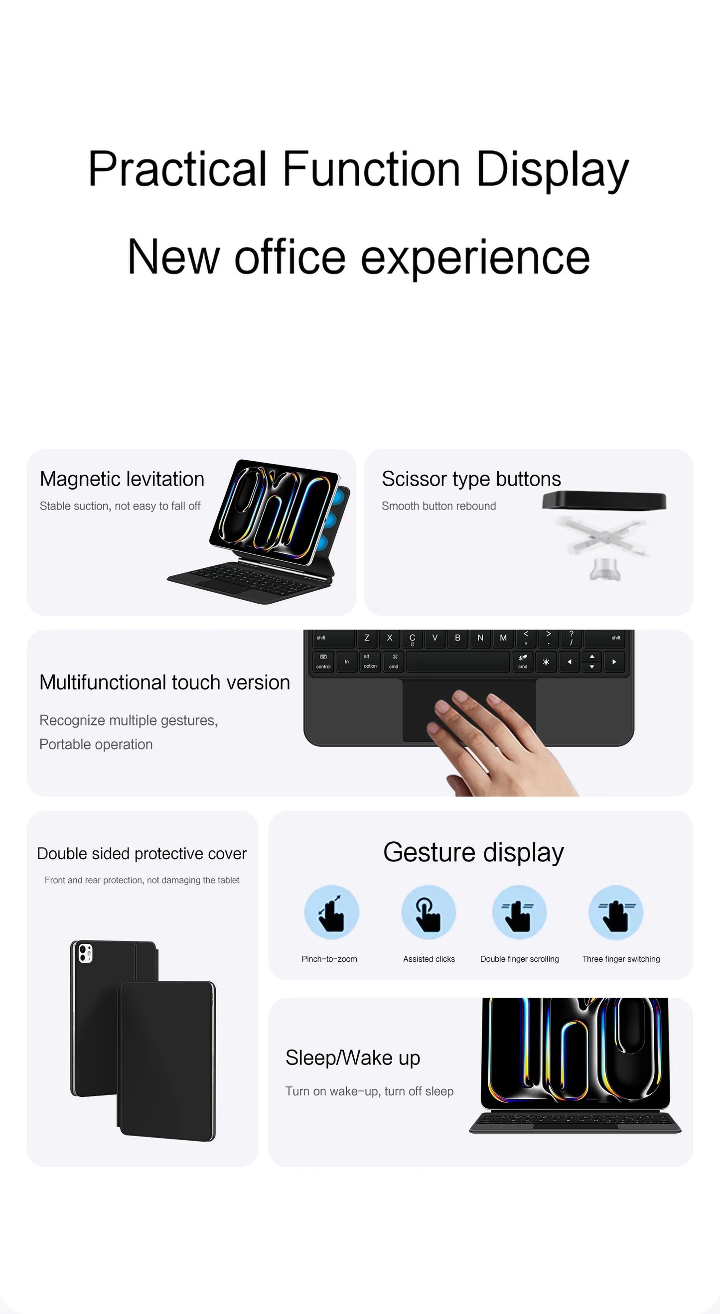 Magic Keyboard for iPad Air 11 Inch 13 M2 3rd Air 5th 4th 10.9" M4 Pro 11/12.9 6th Smart Cover Case Folio Multi-touch Backlight