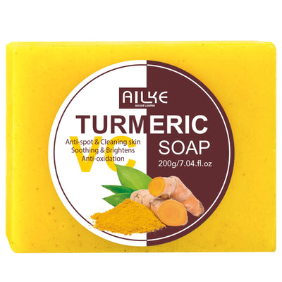 AILKE Natural Turmeric Bath Soap for Face & Body, Lightening, Cleanses Skin, Evens Tone, Reduce Spot, Radiant Skin, Oil Control - PrimeandBeauty