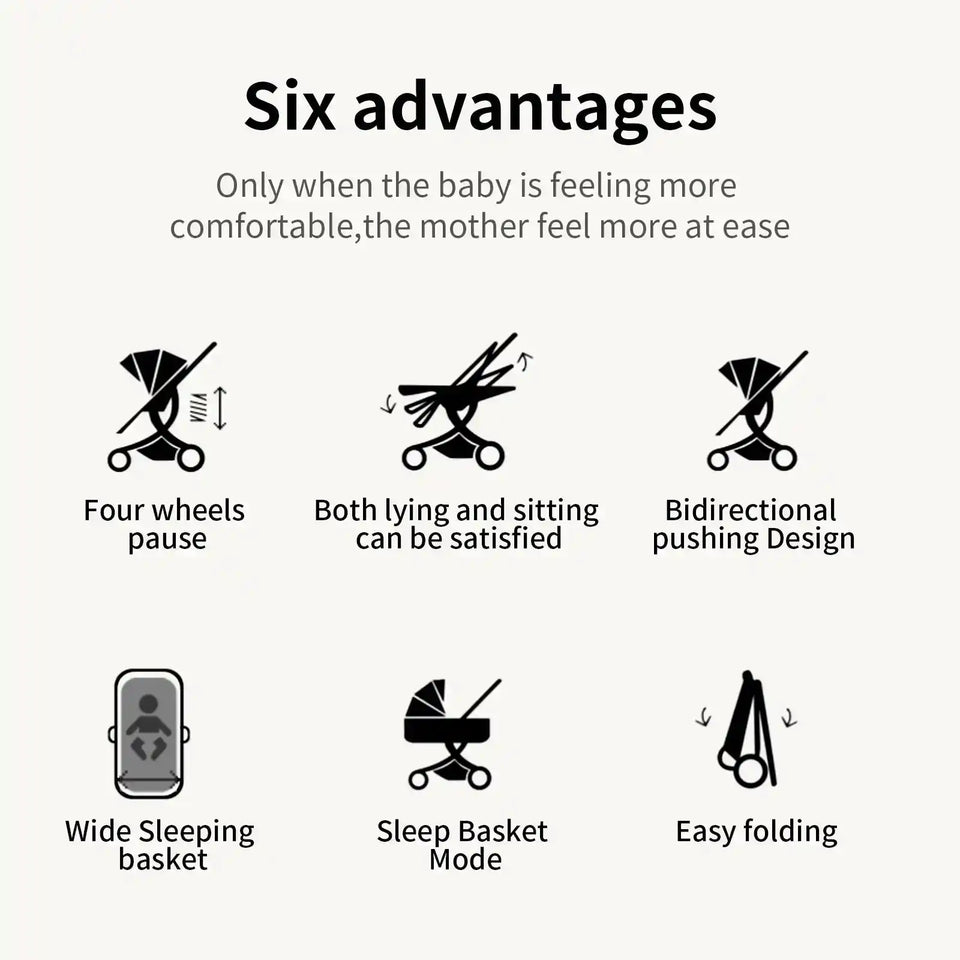Baby Stroller 3‑in‑1 Travel System Pushchair Lightweight Pram from Birth All‑Terrain Baby Buggy Compact Fold Stroller Summer - PrimeandBeauty