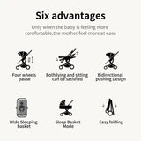 Baby Stroller 3‑in‑1 Travel System Pushchair Lightweight Pram from Birth All‑Terrain Baby Buggy Compact Fold Stroller Summer - PrimeandBeauty
