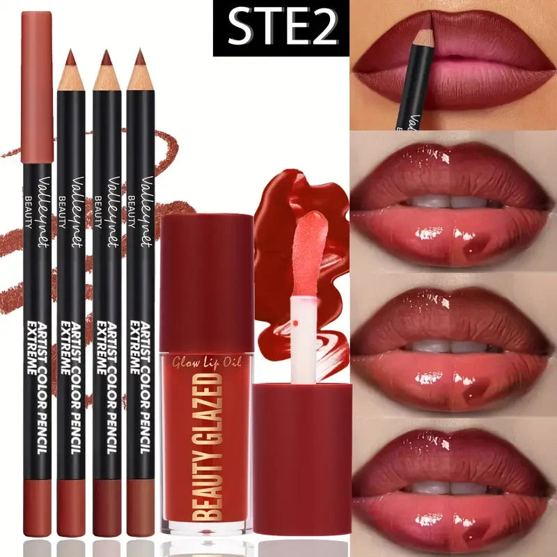4pcs Dark Brown Lip Kit