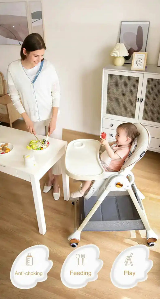 Multifunctional Foldable Baby High Chair Adjustable Height Feeding Chair Can Sit Can Lie Toddle Play Chair - PrimeandBeauty