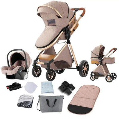 Baby Stroller 3‑in‑1 Travel System Pushchair Lightweight Pram from Birth All‑Terrain Baby Buggy Compact Fold Stroller Summer - PrimeandBeauty