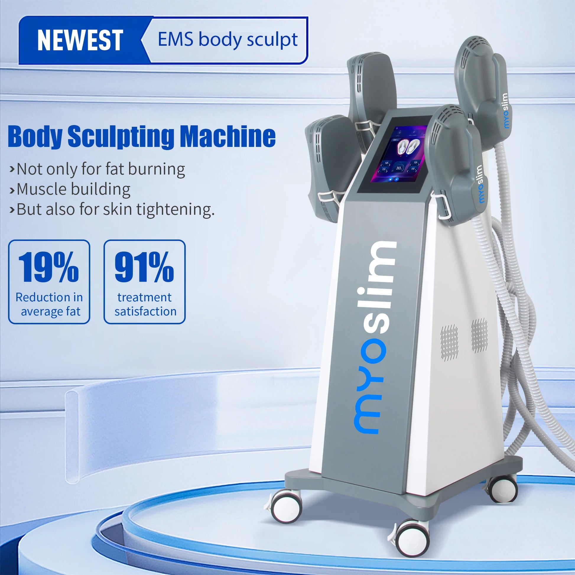 RF MYOslim Sculpt Machine New 6500W EMS Body Sculpting Muscle Stimulation Fat Slimming 15 Electromagnetic Weight Loss Technology - PrimeandBeauty