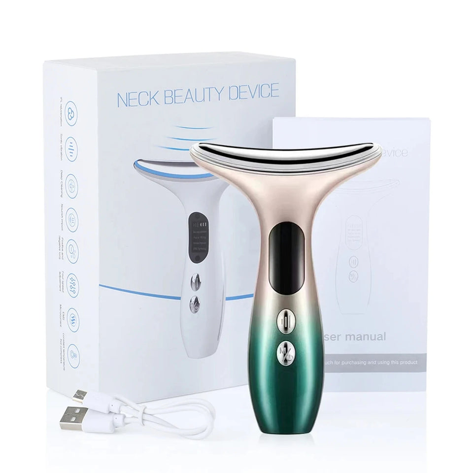 Neck Skin Care Massager Comfortable Facial Massager Face and Neck Beauty Device for Skin Care Adults Men and Women White