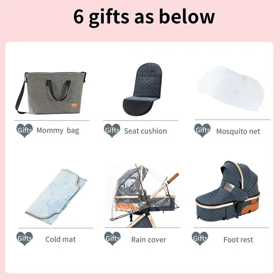 Baby Stroller 3‑in‑1 Travel System Pushchair Lightweight Pram from Birth All‑Terrain Baby Buggy Compact Fold Stroller Summer - PrimeandBeauty