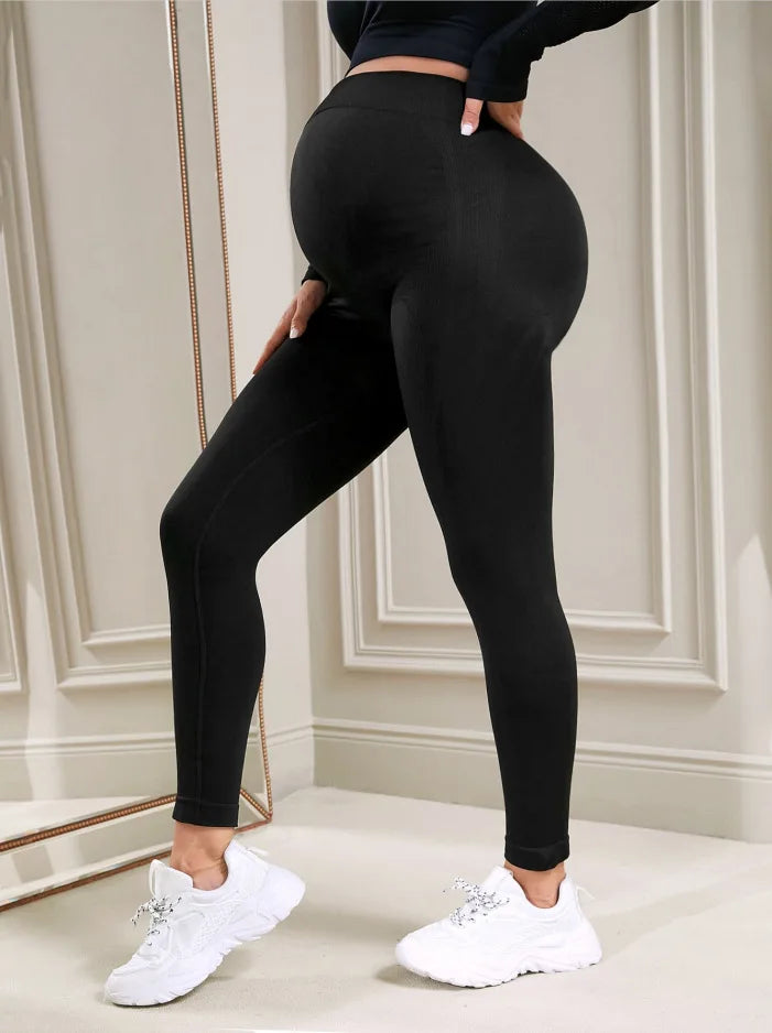 Elastic High Waist Maternity Leggings Skinny For Pregnant Women Belly Support Postpartum Leggins Body Shaper Fitness Trousers - PrimeandBeauty