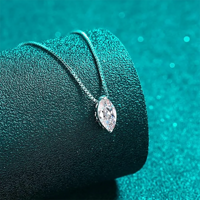 New 5*10mm 1CT Marquise Cut Moissanite Diamond Necklace for Women Certified 925 Sterling Silver Neck Chain Party Jewelry Gift - PrimeandBeauty