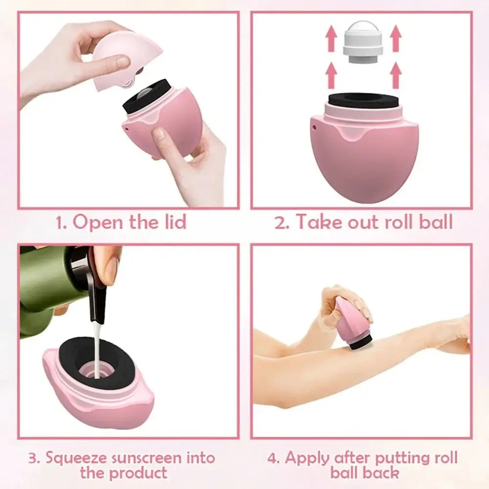 Silicone Suncream Roller Applicator Refillable Oval Isolation Lotion Cream Bottles Stitching Color Sunscreen Lotion Applicator - PrimeandBeauty