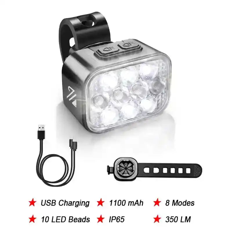 BUCKLOS Bicycle Rear Light Front Light 1100mAh LED COB Waterproof Bike Lamp USB Rechargeable Mtb Road Bike Taillights Bike Parts - PrimeandBeauty