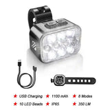 BUCKLOS Bicycle Rear Light Front Light 1100mAh LED COB Waterproof Bike Lamp USB Rechargeable Mtb Road Bike Taillights Bike Parts - PrimeandBeauty