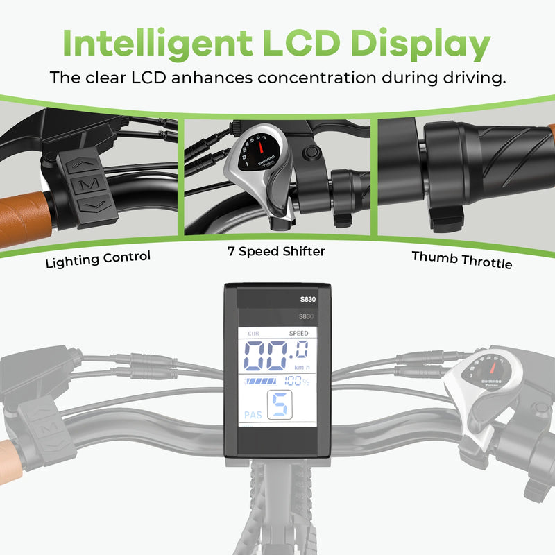 1000 Peak Electric Bike for Adults,up 80 Miles Removable Battery Ebike, 26" Electric E Bike with 7-Speed,Adult Electric Bicycles