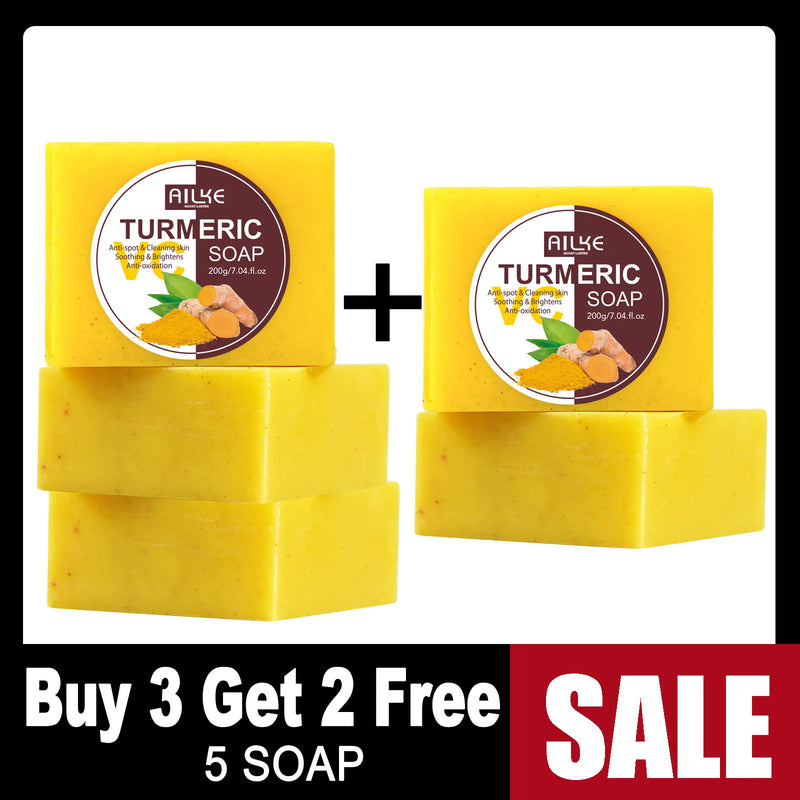 AILKE Natural Turmeric Bath Soap for Face & Body, Lightening, Cleanses Skin, Evens Tone, Reduce Spot, Radiant Skin, Oil Control - PrimeandBeauty