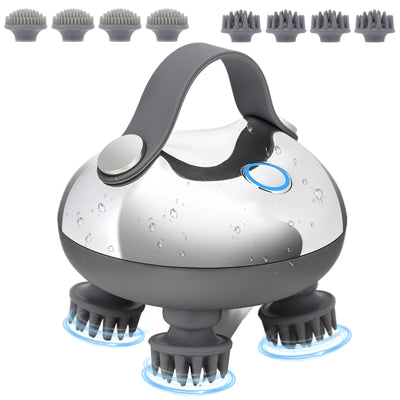 Electric Scalp Massager with 8 Silicone Massage Heads Scalp Kneading Vibrating Device 3 Modes for Hair Growth Stress Relax - PrimeandBeauty