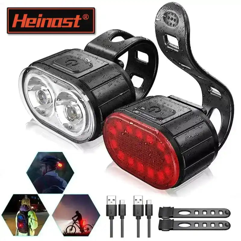 Heinast Bike Lighting Front and Rear Lights Bicycle Lamp Led Cycling Light Bike Flashlight for Bicycle Front Taillight Lantern - PrimeandBeauty