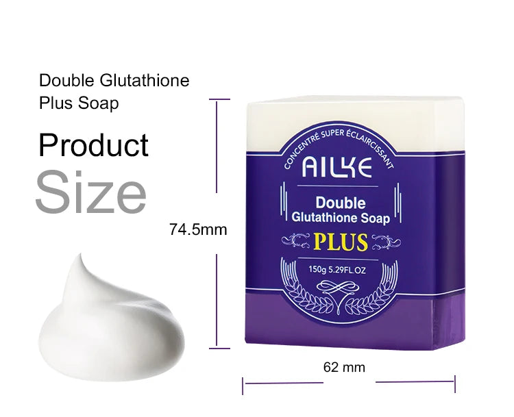 AILKE Double Glutathione PLUS Whitening Soap Bar, Reduce Dark Spots, Deep Clean Skin, Natural Lavender Scented for Face & Body - PrimeandBeauty