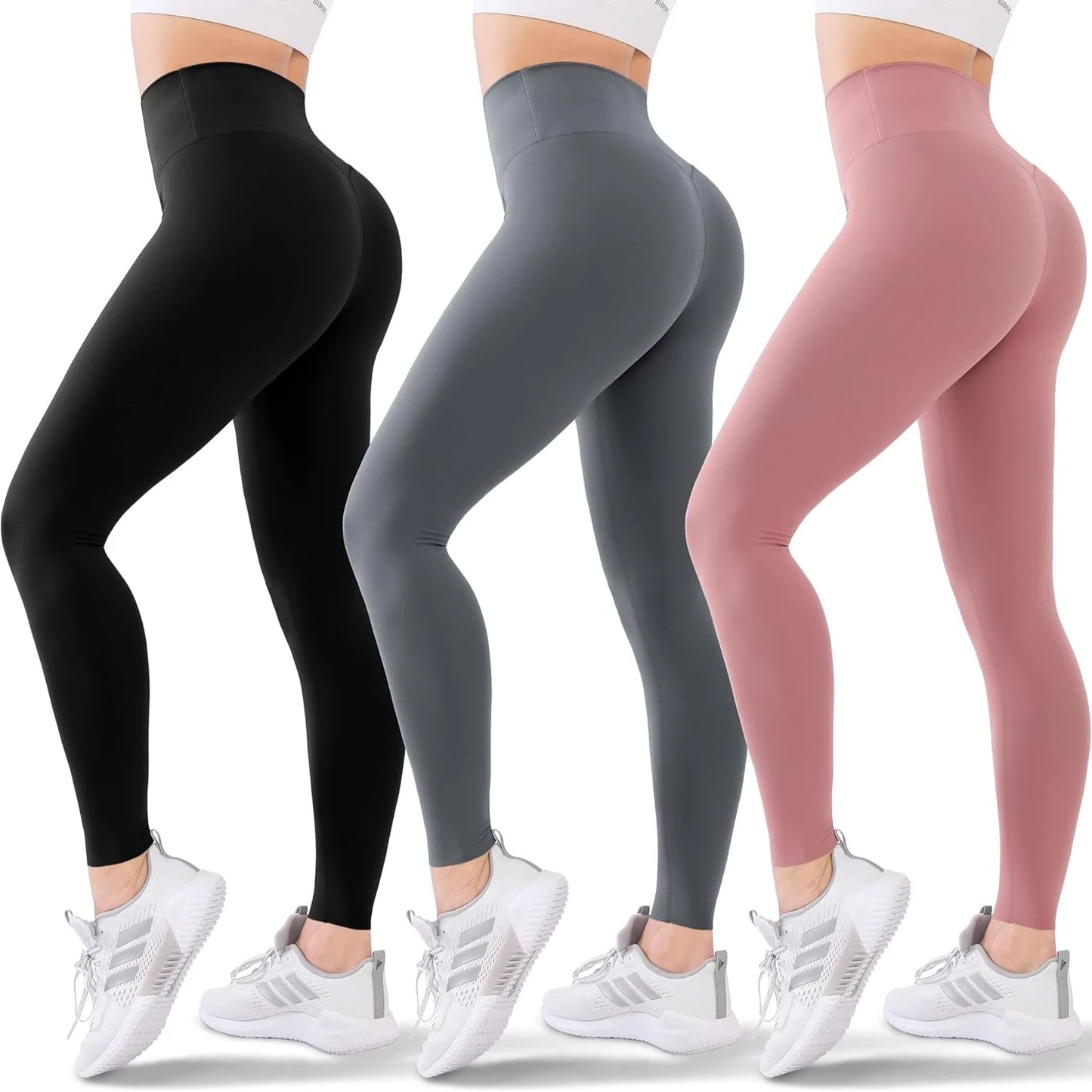 Flattering, cozy, and chic high-waisted athletic leggings 3-Pack for women - Perfect for running, yoga, and workouts - Comfortab - PrimeandBeauty