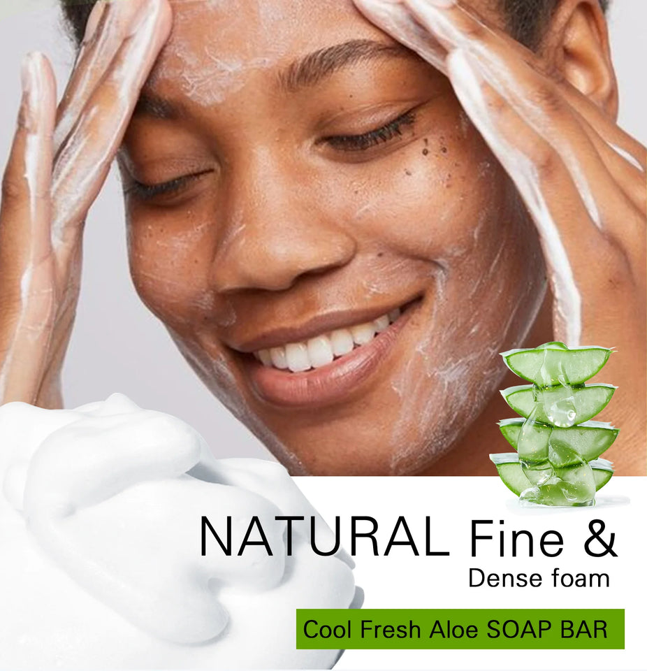 KYLIEFIT Cool Fresh Aloe Soap Bar, Reduce Acne and Black Spots, Clean Skin, Oil Control, Exfoliation, For Face And Body Use - PrimeandBeauty