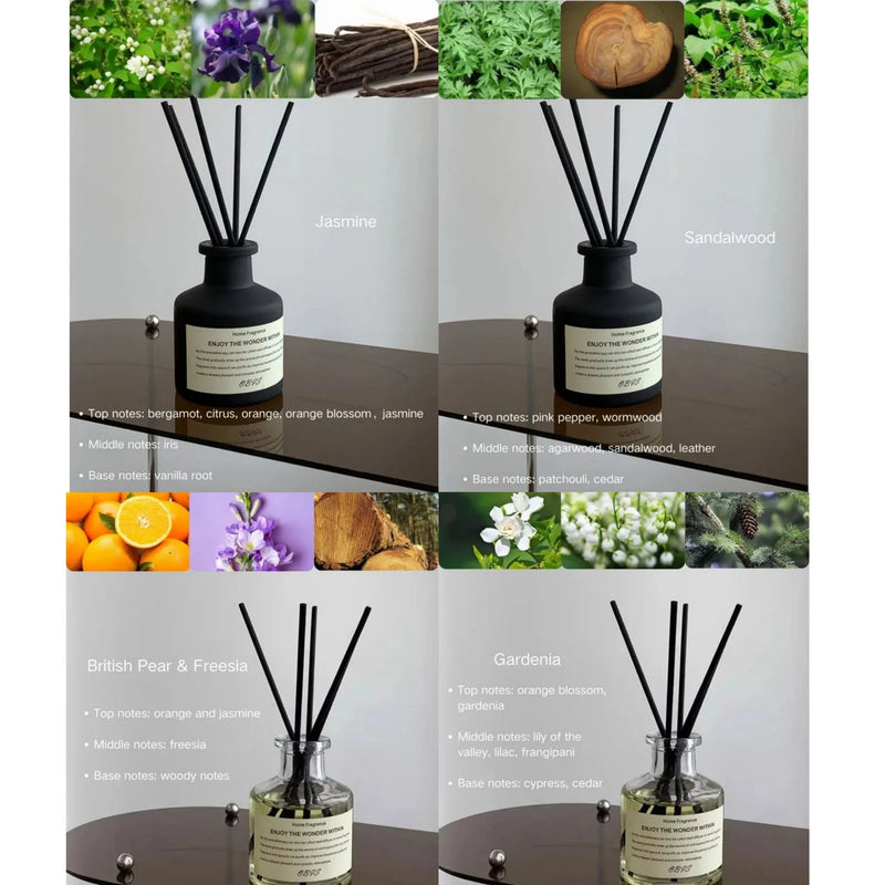 50ml Aromatherapy Essential Oil Flameless Freesia Jasmine Fragrance Oil with Reed Diffuser Stick Home Room Air Freshener Decor - PrimeandBeauty