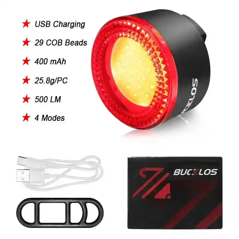 BUCKLOS Bicycle Rear Light Front Light 1100mAh LED COB Waterproof Bike Lamp USB Rechargeable Mtb Road Bike Taillights Bike Parts - PrimeandBeauty