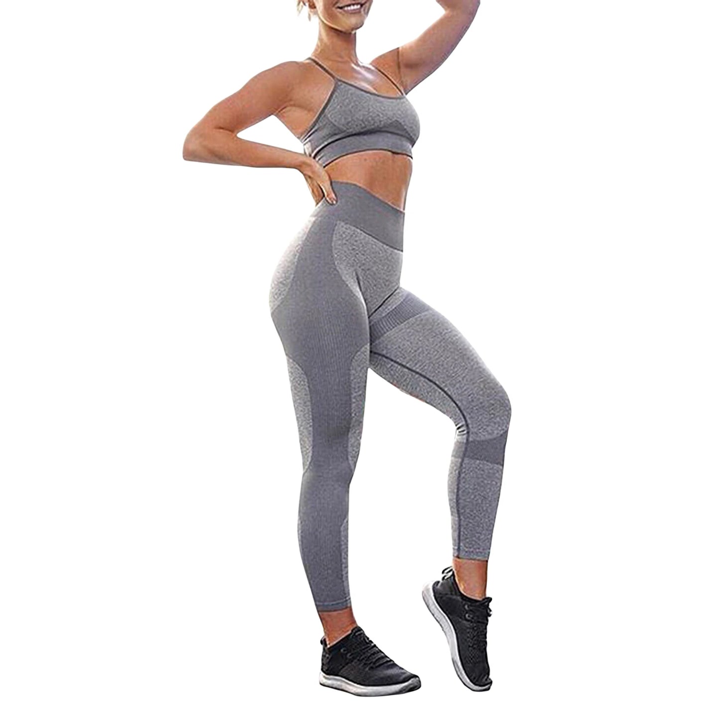 Women s Yoga Outfit Sleeveless Crop Top with High Waist Leggings 2-Piece Workout Set in Vibrant Colors for Active Wear - PrimeandBeauty