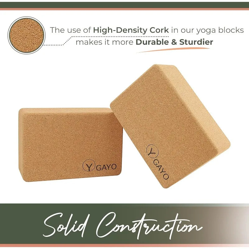 Gayo Premium Cork All-in-One Yoga Essentials Kit -Large Cork Yoga Mat and Blocks Set with Carry Strap and Alignment lines - PrimeandBeauty