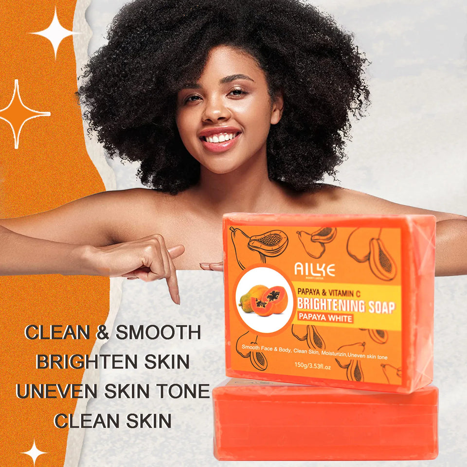 AILKE Skin Whitening Handmade Soap -Organic Papaya Soap For Black Spots, Clean Stains, Improves Dull Skin, Face & Body & Hands - PrimeandBeauty