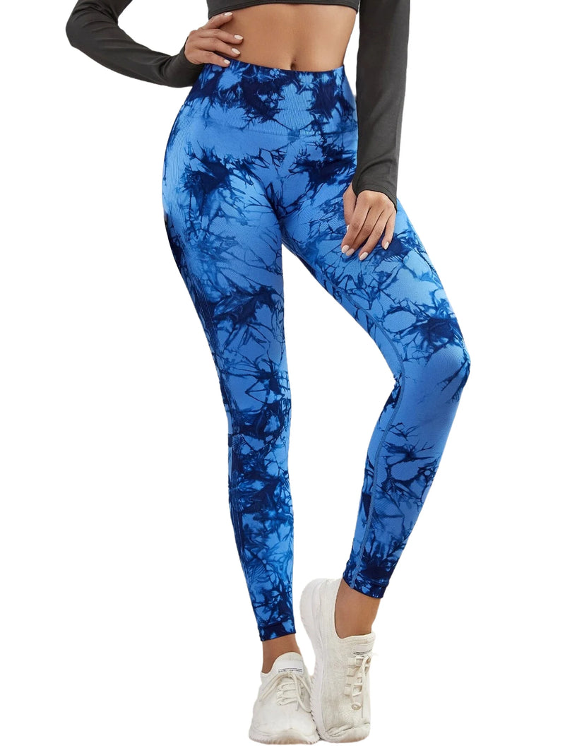 Women Leggings High Waist Tummy Control Yoga Pants Seamless Peach Hip-Lifting Sport Leggings for Fitness Royal Blue L - PrimeandBeauty