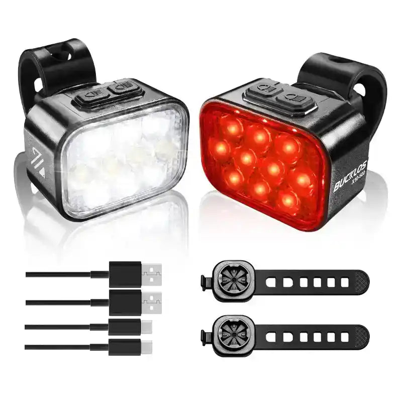 BUCKLOS Bicycle Rear Light Front Light 1100mAh LED COB Waterproof Bike Lamp USB Rechargeable Mtb Road Bike Taillights Bike Parts - PrimeandBeauty