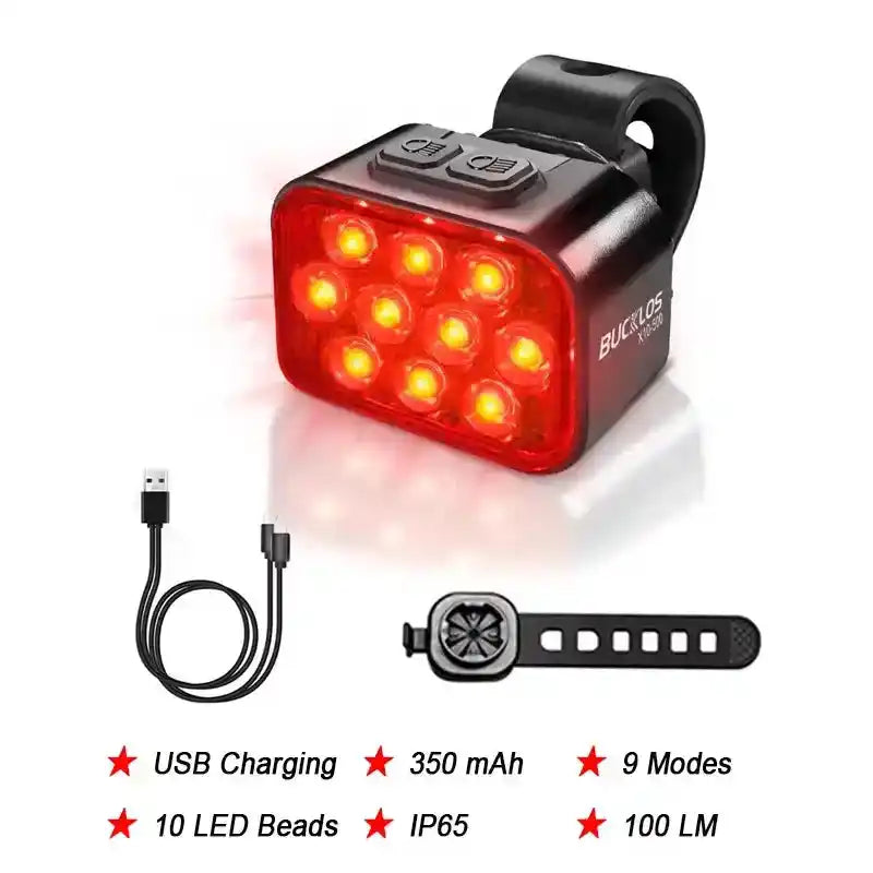 BUCKLOS Bicycle Rear Light Front Light 1100mAh LED COB Waterproof Bike Lamp USB Rechargeable Mtb Road Bike Taillights Bike Parts - PrimeandBeauty