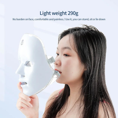 Rechargeable Facial LED Mask 7 Colors LED Photon Therapy Skin Rejuvenation Anti Acne Wrinkle Removal Beauty Mask Skin Brightenin - PrimeandBeauty