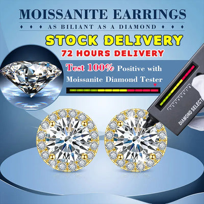 TUHE Unisex Classic Round VVS1 Moissanite Earring For Women Fine Jewelry luxury Wedding Lab Diamond 925 Silver Earring Gift - PrimeandBeauty