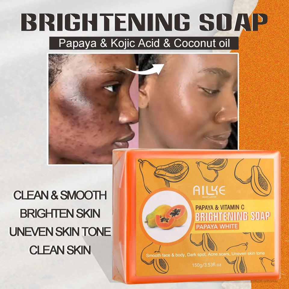 AILKE Skin Whitening Handmade Soap -Organic Papaya Soap For Black Spots, Clean Stains, Improves Dull Skin, Face & Body & Hands - PrimeandBeauty