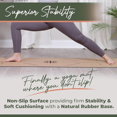 Gayo Premium Cork All-in-One Yoga Essentials Kit -Large Cork Yoga Mat and Blocks Set with Carry Strap and Alignment lines - PrimeandBeauty