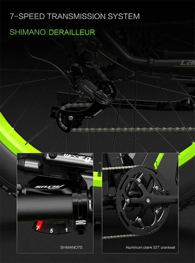 E-bike Vélo électrique à grosse opathie pour adulte, Moteur 1000W, batterie 17,5 AH, 7 vitesses, carton hydraulique, XC4000