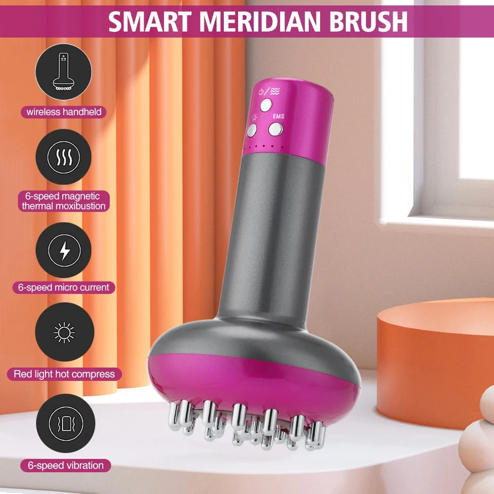 Rechargeable Guasha Massager Body Shaping Heating Meridian Scraping Brush Lymphatic Detoxification Regimen Dredging Fat Burner - PrimeandBeauty