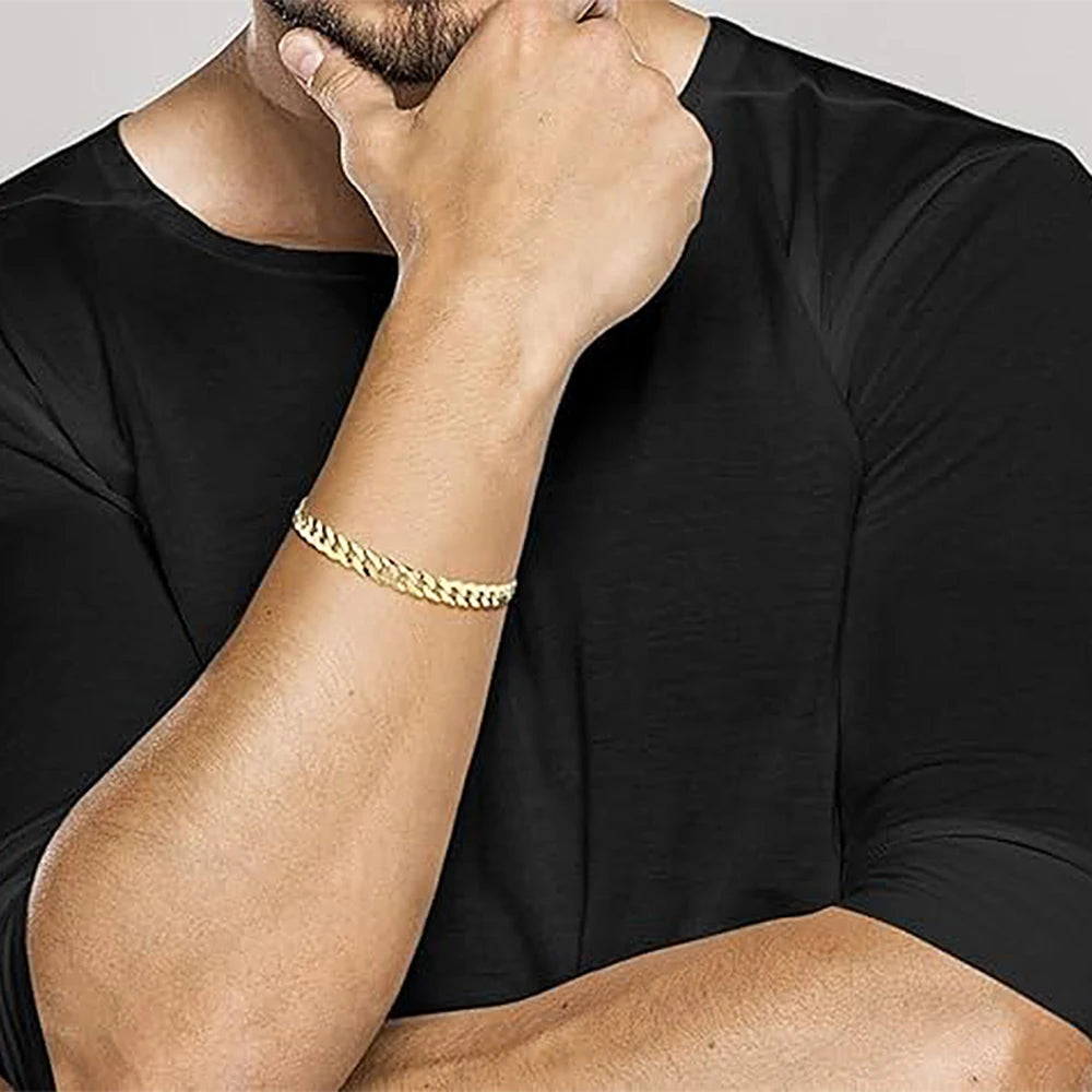 18K Gold Plated 7mm Bracelet for Men Women 925 Sterling Silver Curb Cuban Chain Bracelet Fashion Jewelry Gifts Shipping from USA - PrimeandBeauty